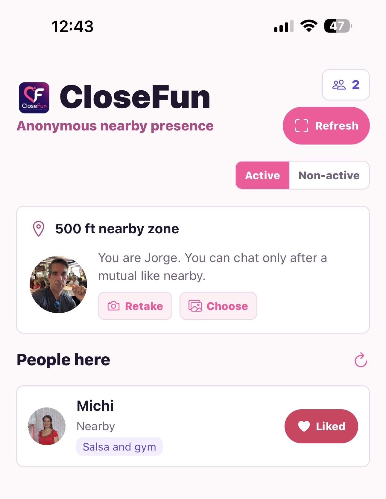CloseFun liked and pending screen